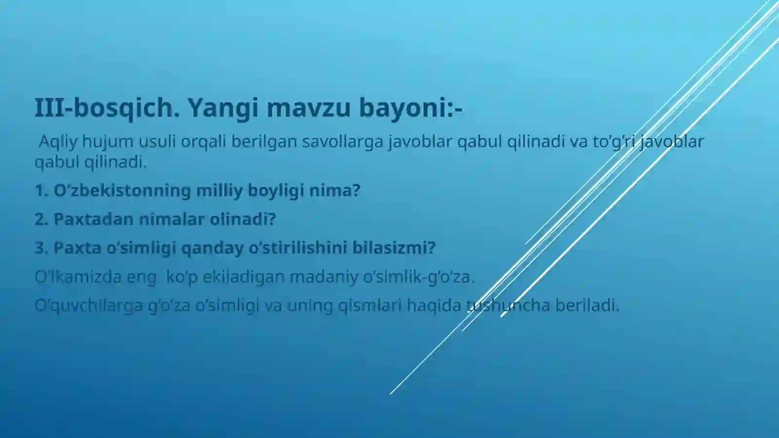 3-sinf Tabiiy Fan (Science) Madaniy o'simliklar dars ishlanma 4