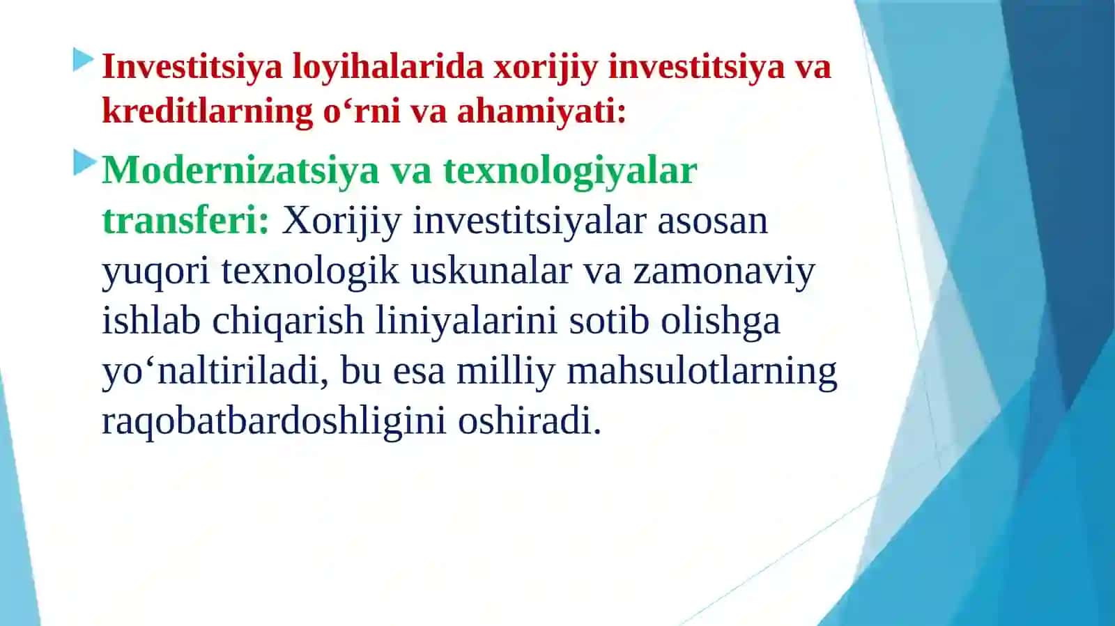 Xorijiy investitsiyalar va kreditlar hisobiga loyihalar 4
