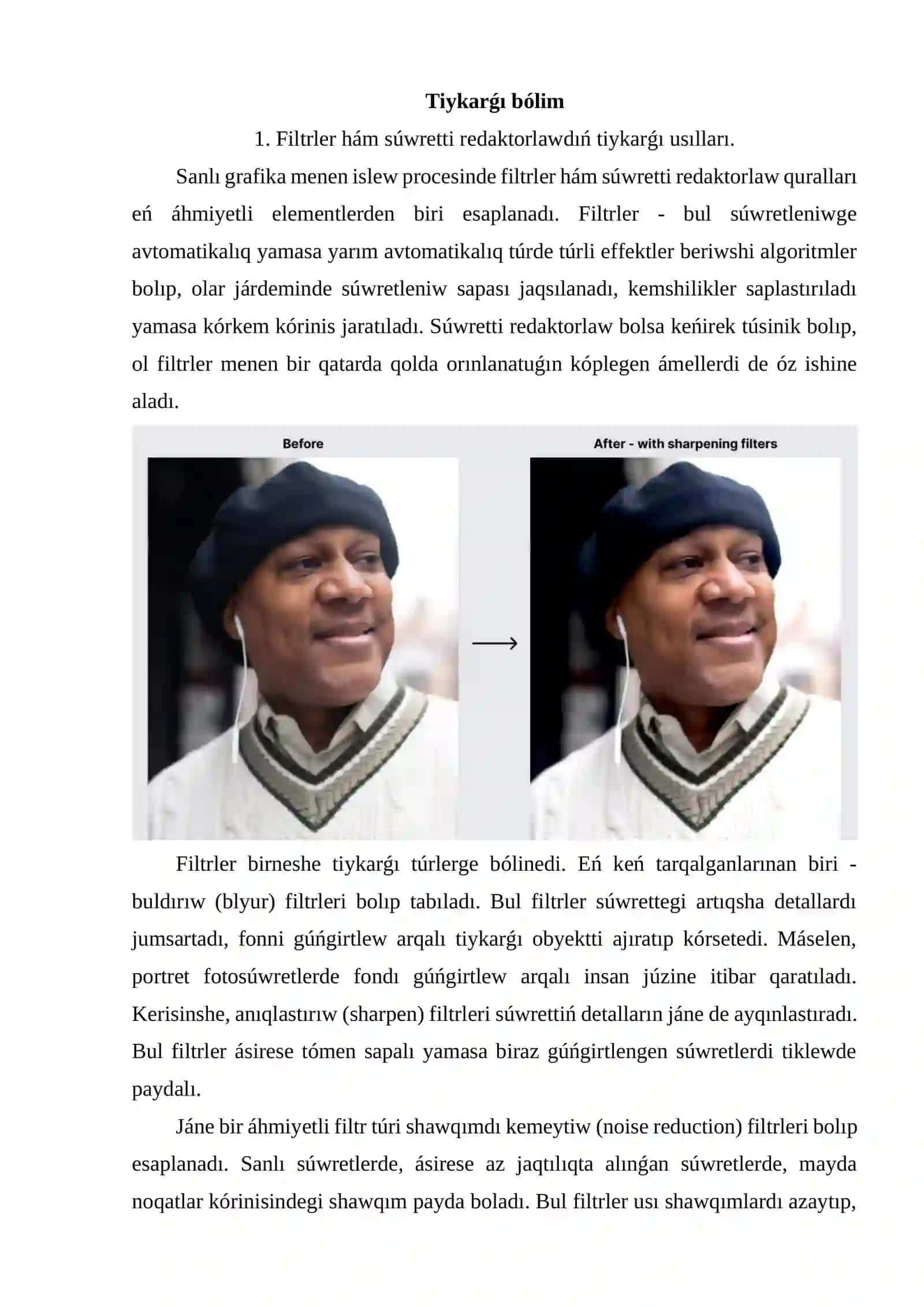 Filtrler menen islew. Súwretti redaktorlaw. Reńler palitrası hám modelleri 4
