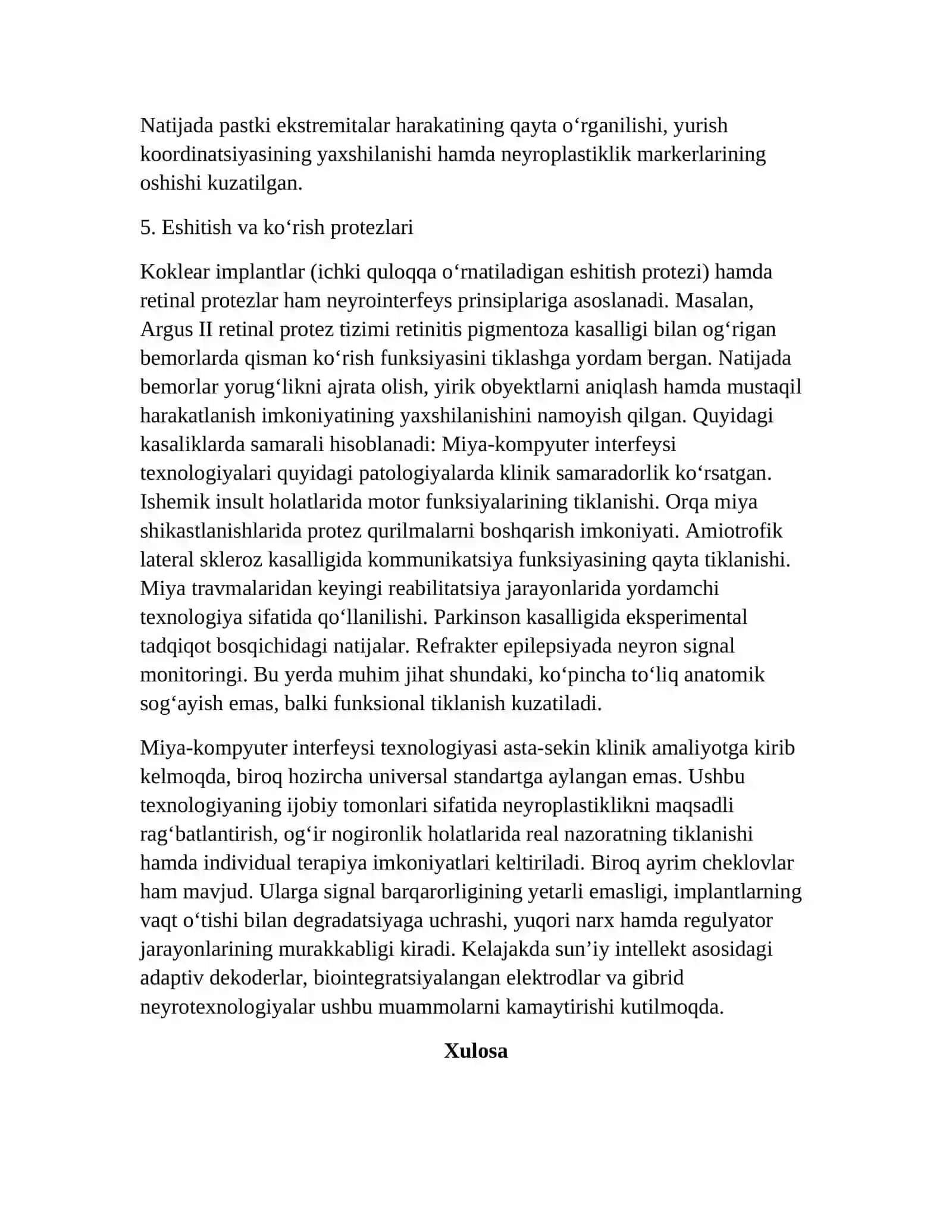 Neyroreabilitatsiyada miya-kompyuter interfeyslari: tamoyillari, klinik qo‘llanilishi va istiqbollari 4