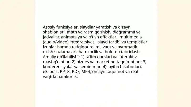 Taqdimot dasturlari va ularning amaliy qôllanishi 4