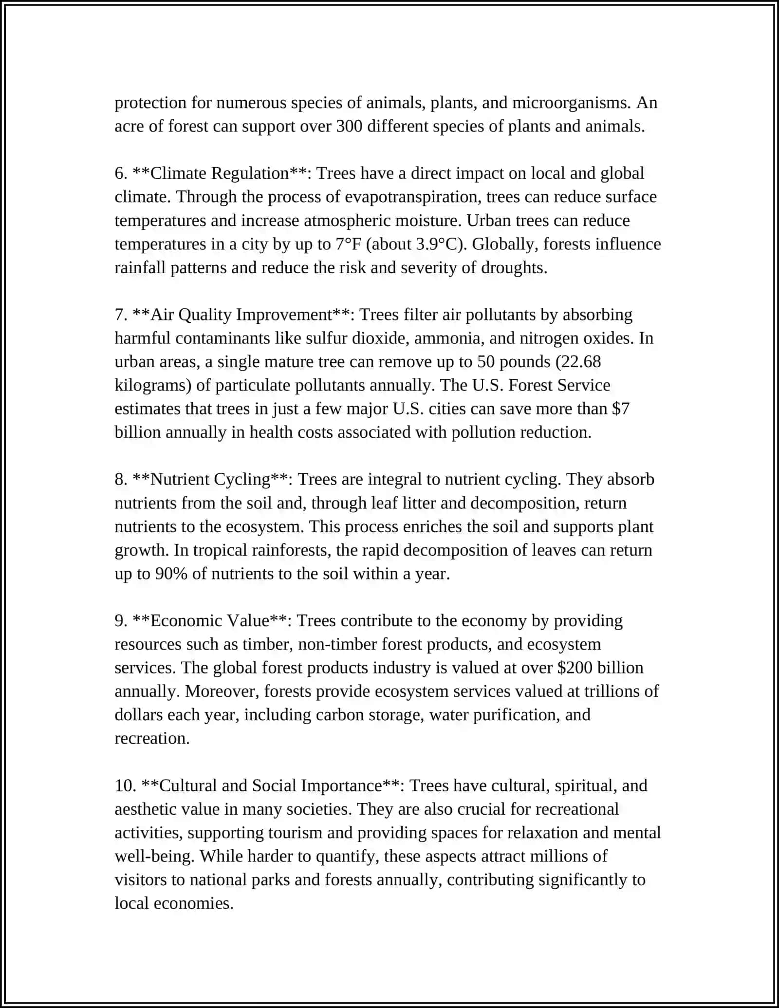 Importance of Trees for Ecosystems 4