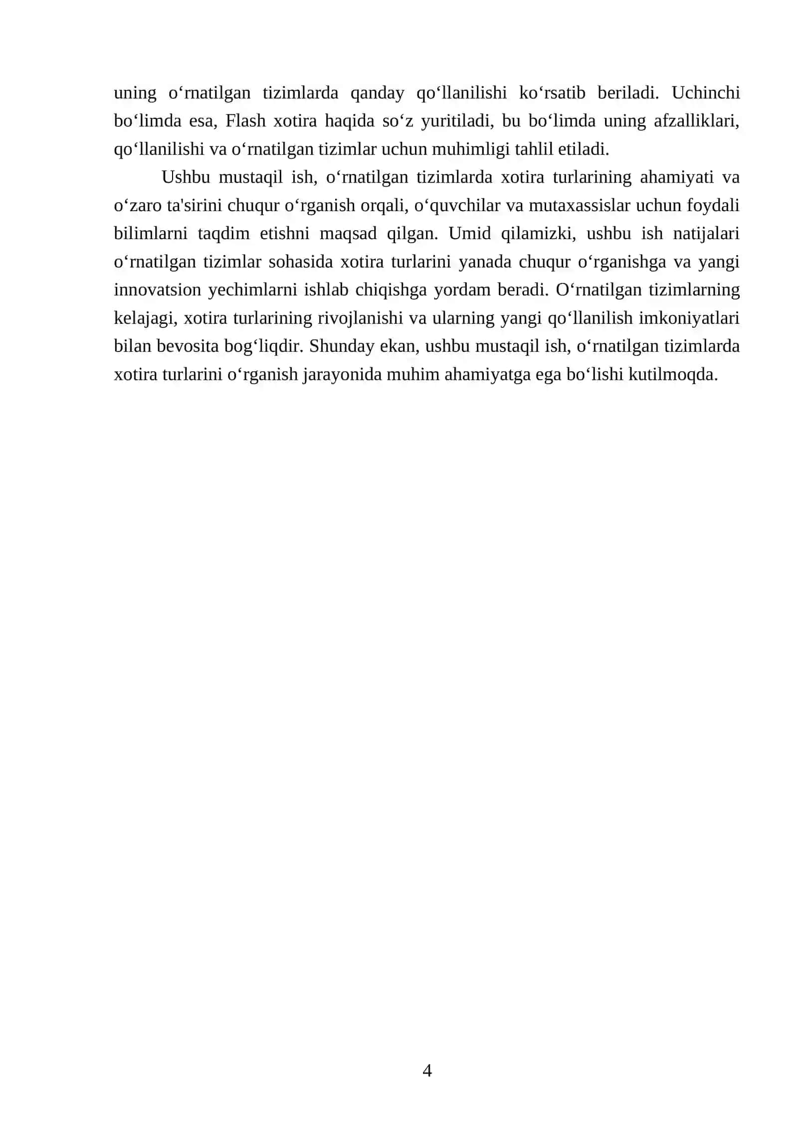 O‘rnatilgan tizimlarda xotira turlari (RAM, ROM, Flash) 4