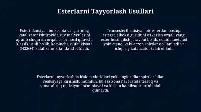 Esterlar: Ta'rifi va Tuzilishi 4