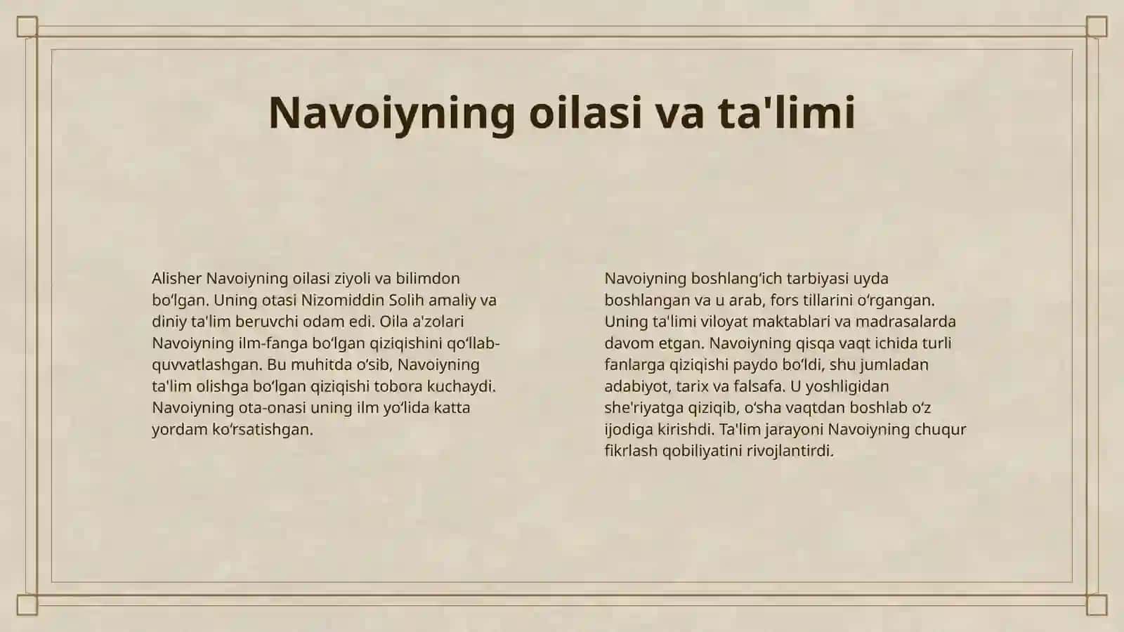ALESHER NAVOIY VA ZAHIRIDDIN MUHAMMAD BOBURNING HAYOTI VA IJODI 4