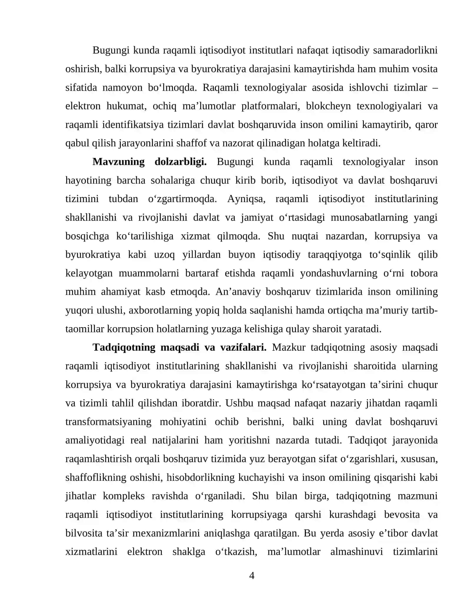 Raqamli iqtisodiyot institutlari korrupsiya va byurokratiya darajasini    kamaytirishga  qanday hissa qo’shadi? 4