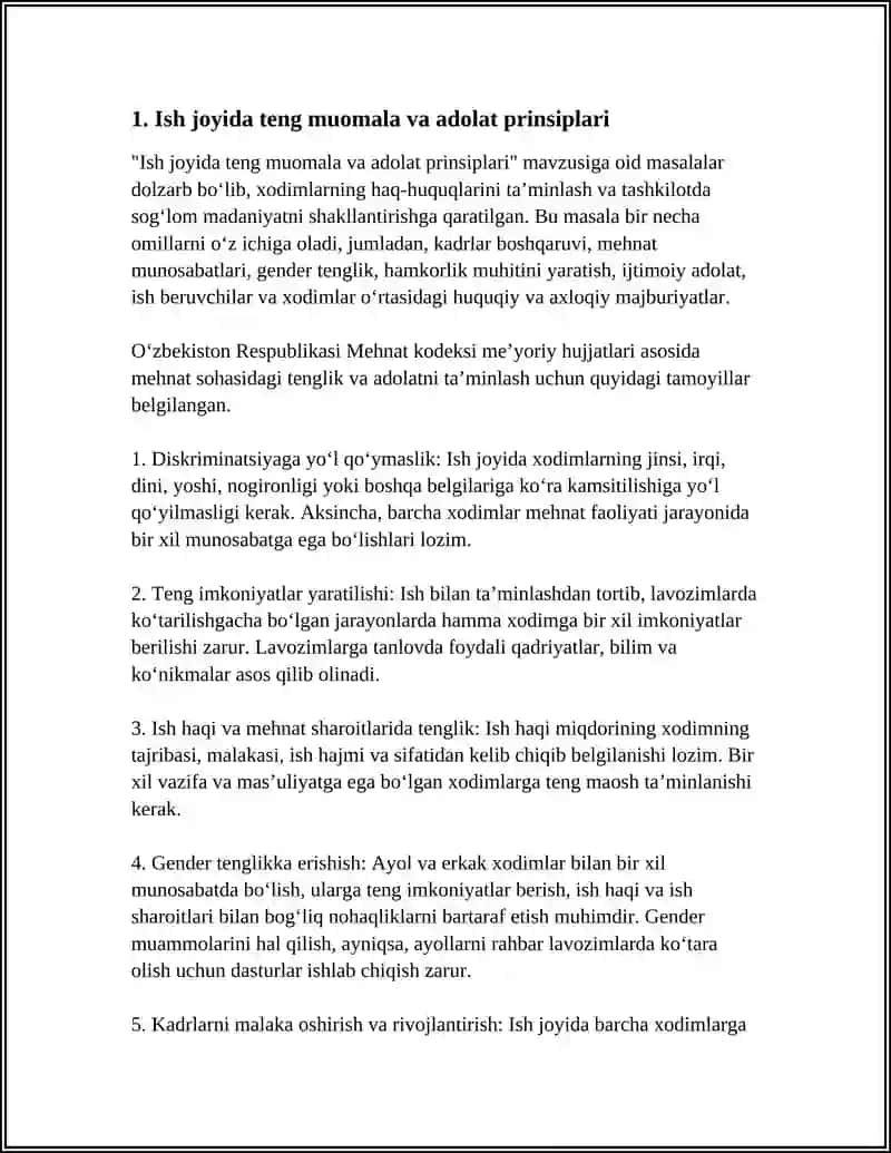 Ish joyida Adolat va Tenglik Masalalari 4