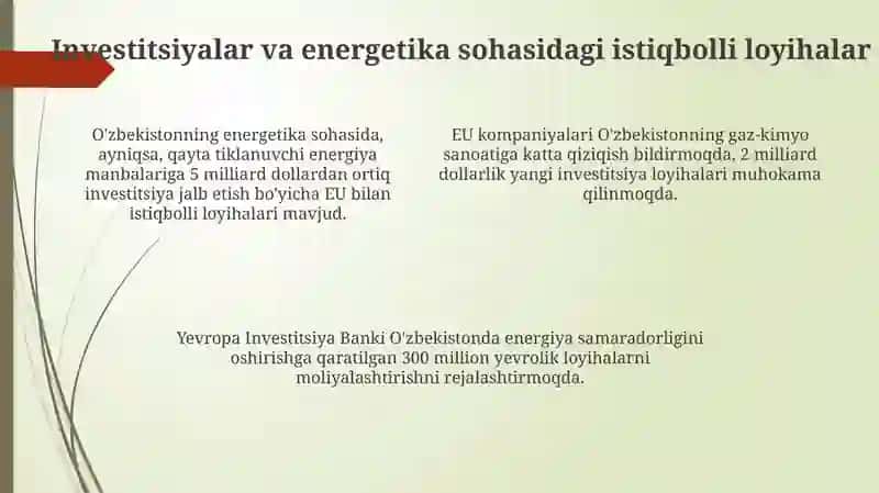 O'zbekiston-Yevropa Ittifoqi: Hamkorlikning ustuvor yo'nalishlari 4