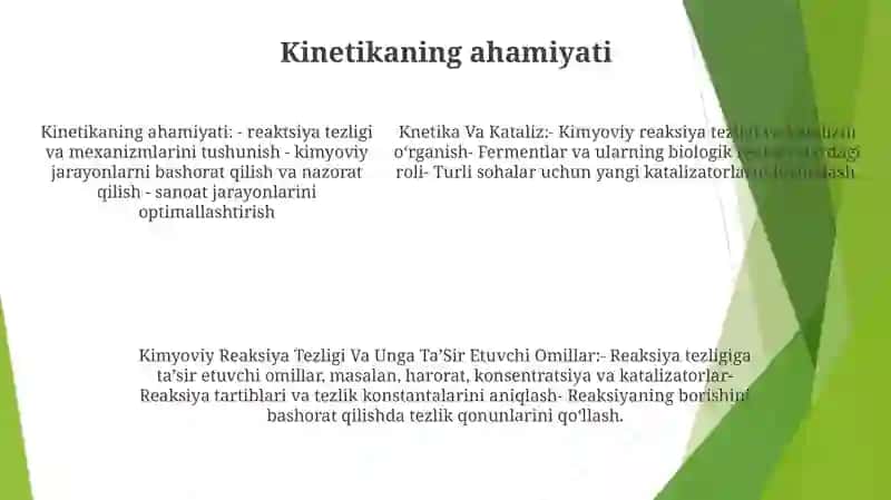 Knetika Va Kataliz. Kimyoviy Reaksiya Tezligi Va Unga TaʼSir Etuvchi Omillar. Zanjirli Reaksiyalar 4