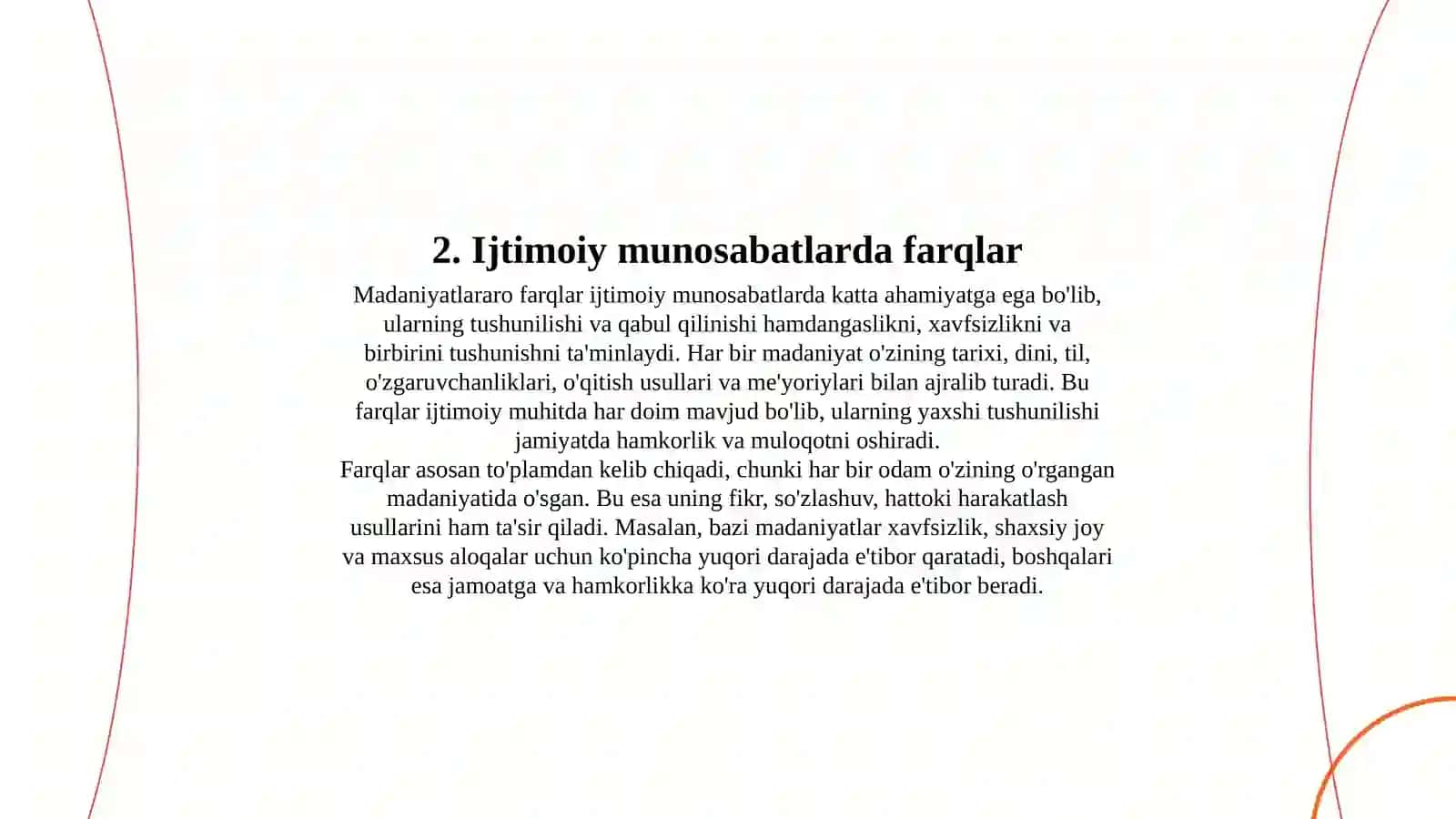 Madaniyatlararo farqlar va ularning ijtimoiy ahamiyati 4