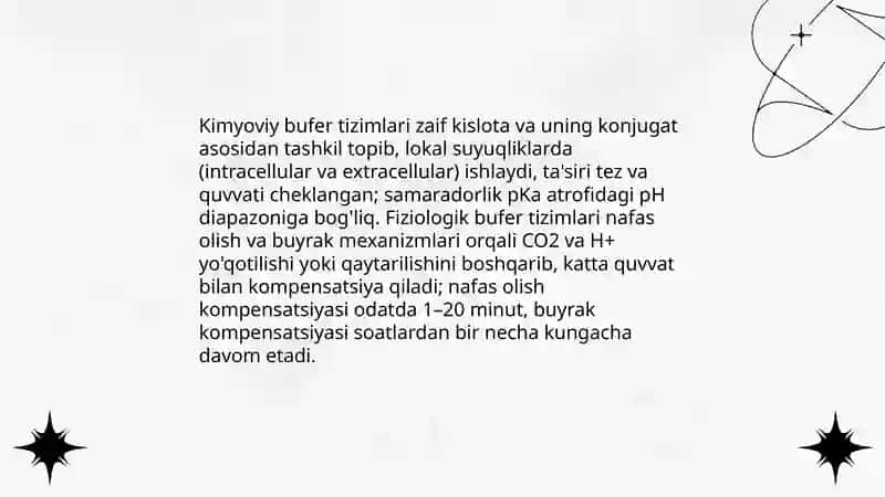 Bufer sistemalar. Organizmdagi bufer sistemalarning xossalari 4