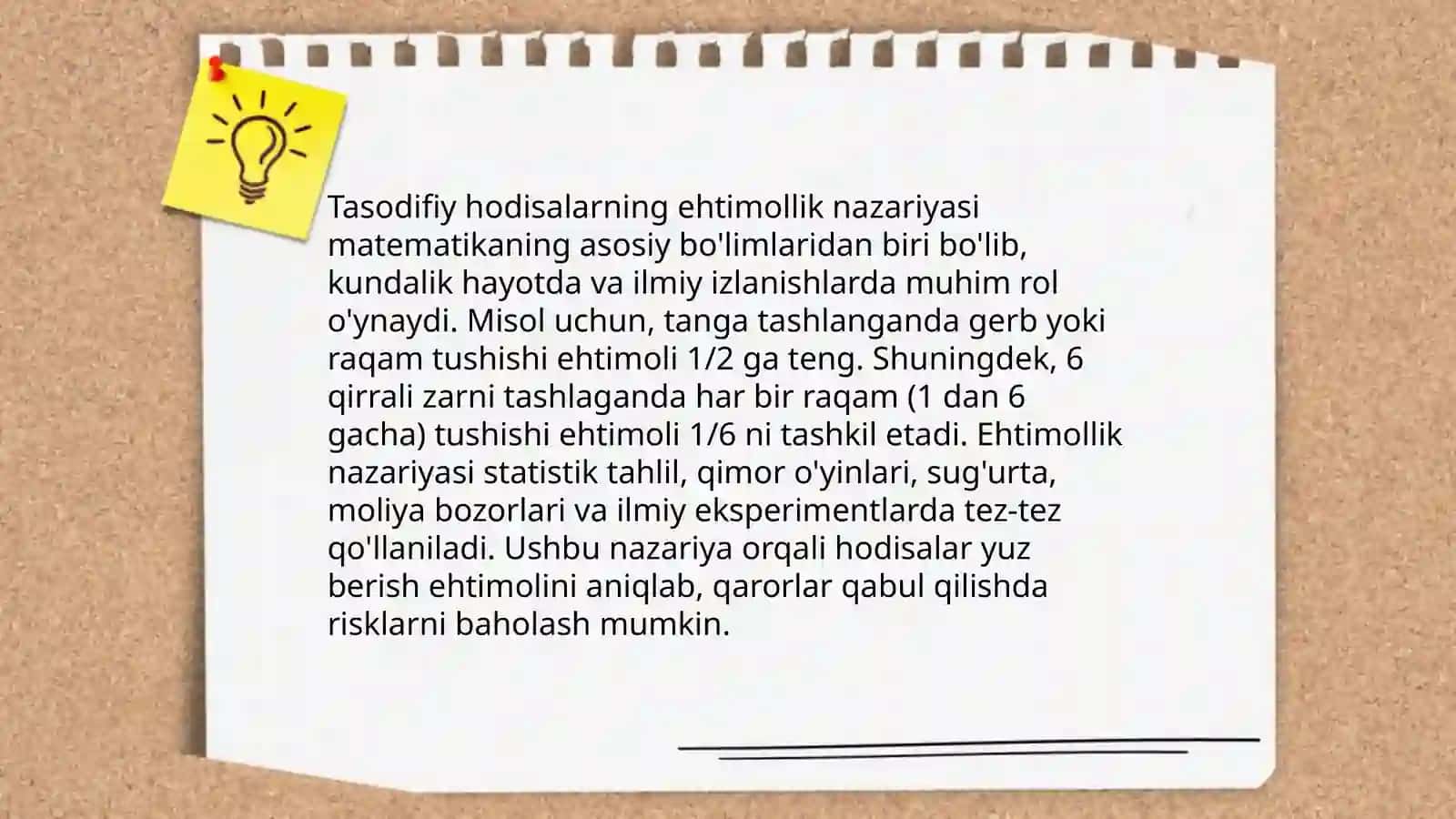 Bog'liq xodisalar uchun shartli va tòla extimollik 4
