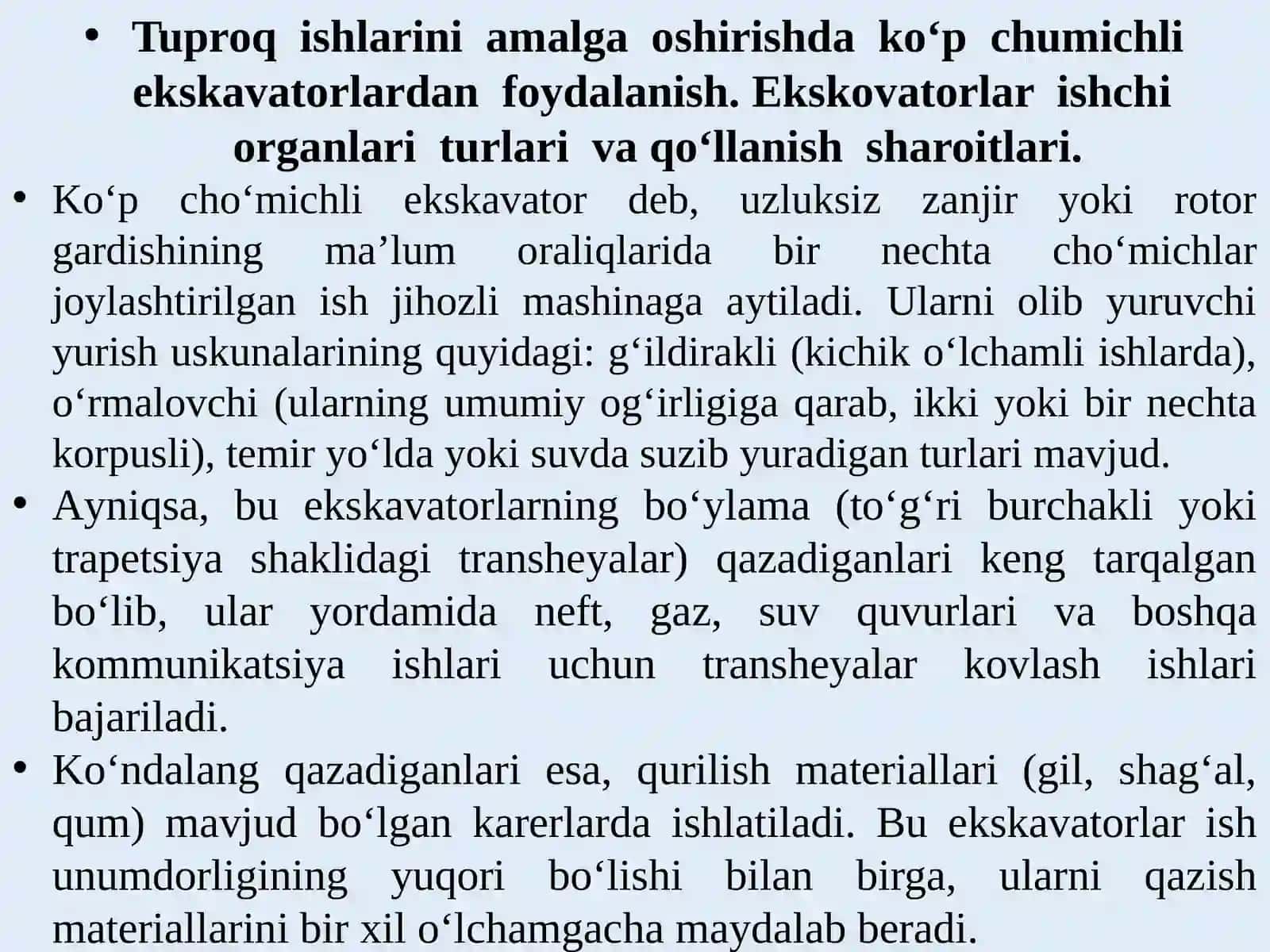 Bir kovshli ekskavatorlarning ishlash sxemalari 4