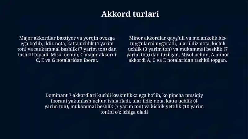Akkordlar: ma’nosi, turlari va amaliyqo‘llanilishi 4