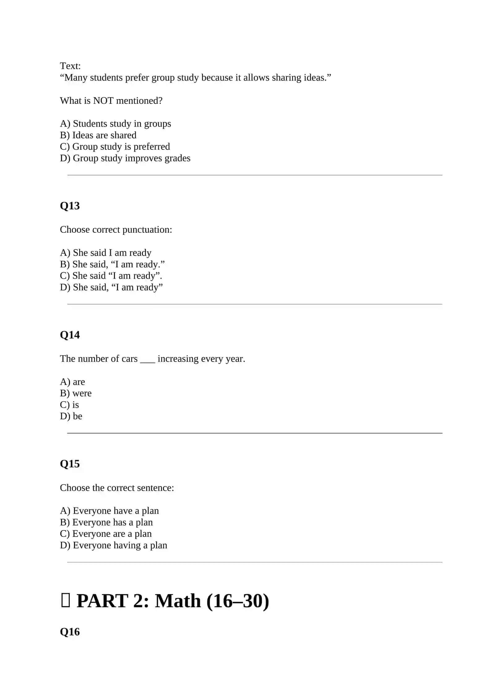 SAT STYLE TEST WITH ANSWERS 4
