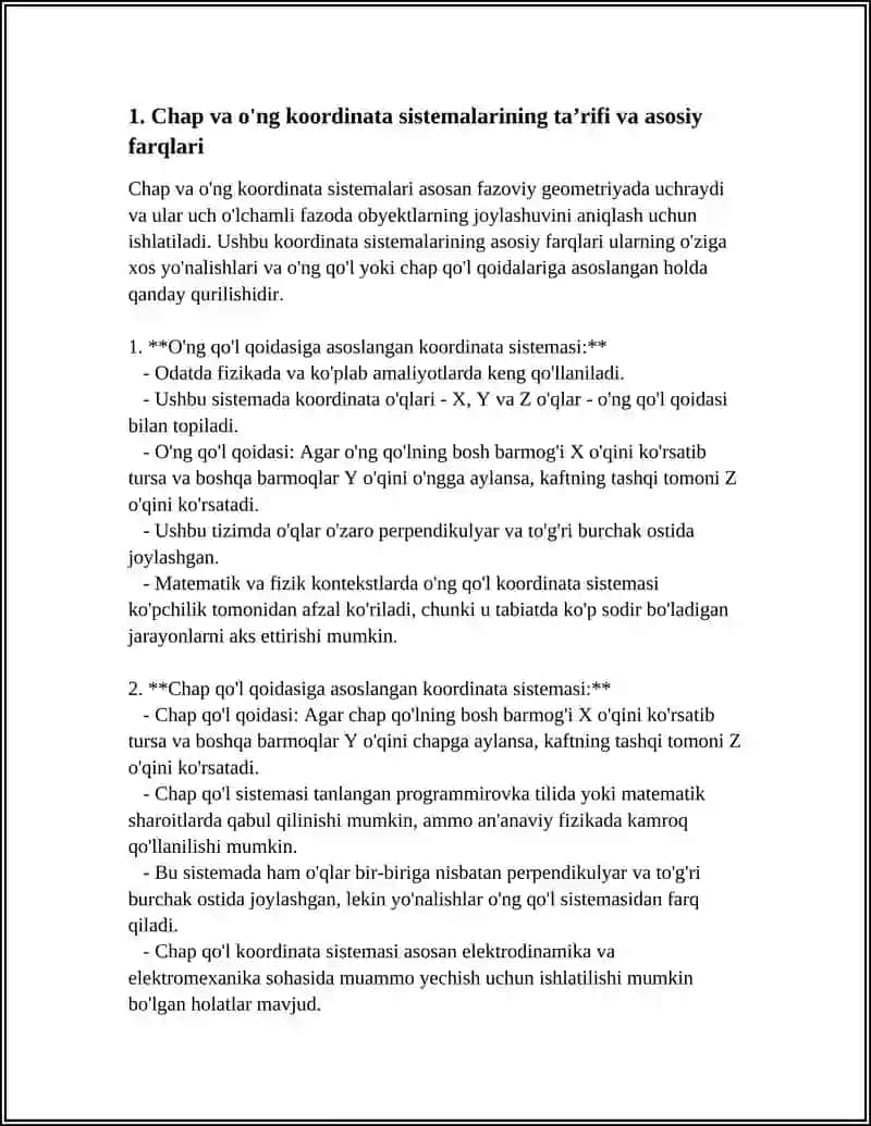 ANALITIK GEOMETRIYA KURSIDAN CHAP VA OʻNG KOORDINATA SISTEMALARI 4