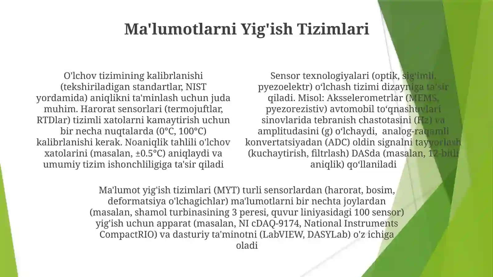 Datchiklar va oʻlchov sistemasi 4