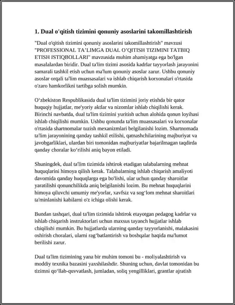 PROFESSIONAL TAʼLIMGA DUAL OʼQITISH TIZIMINI TATBIQ ETISH ISTIQBOLLARI 4