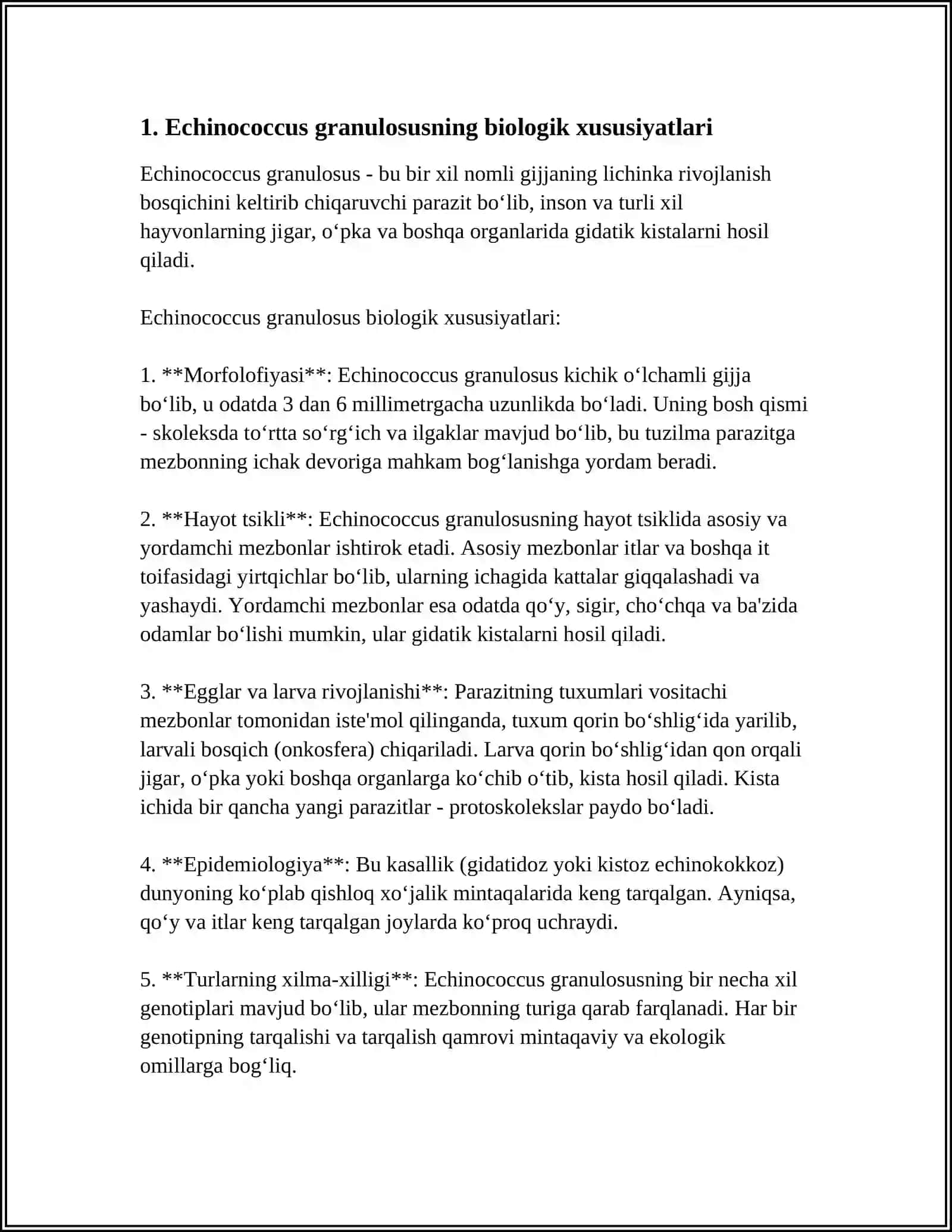 EXINOKOKK-ECHINOCOCCUS GRANULOSUSLARNING TUZILISHINI ÒRGANISH 4