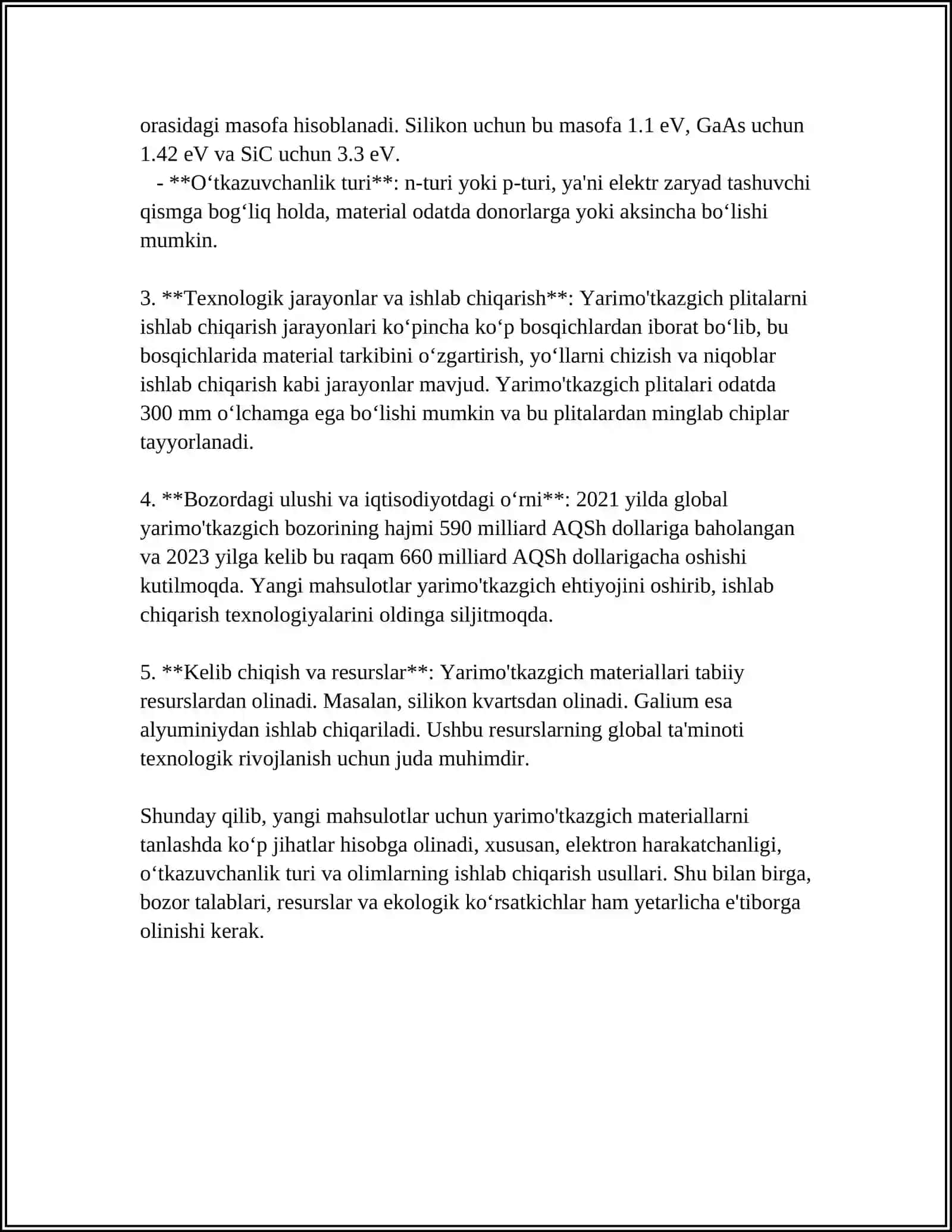 Yarimo'tkazgich ismlar yaratishda texnologik jarayon va operatsiyalar 4