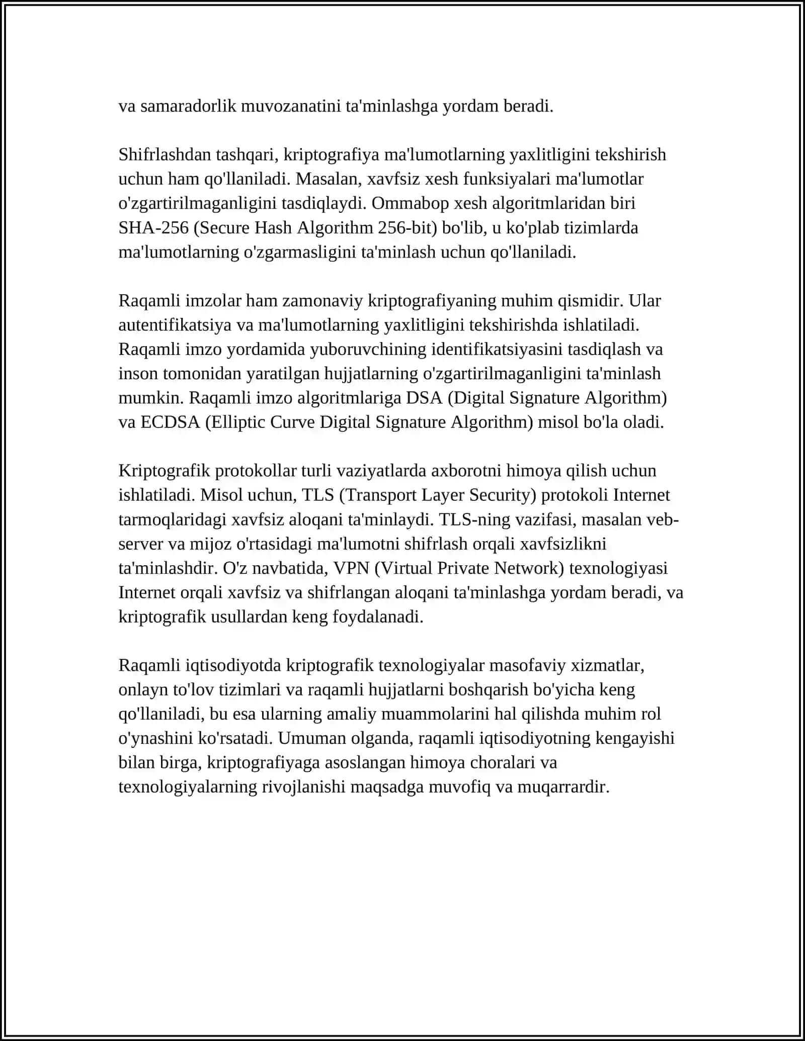 RAQAMLI IQTISODIYOTDA AXBOROT XAVFSIZLIGINI TAʼMINLASHNING ZAMONAVIY USULLARI VA VOSITALARI 4
