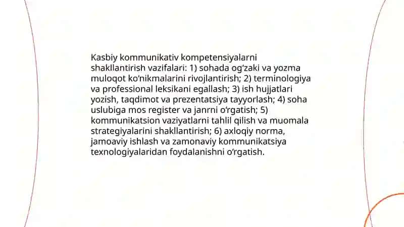 Oʻzbek tilining sohada qoʻllanilishi fanining maqsad va vazifalari 4
