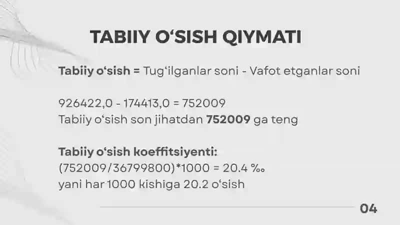 TUG‘ILISH VA O‘LIM KOEFFITSIYENTI 4