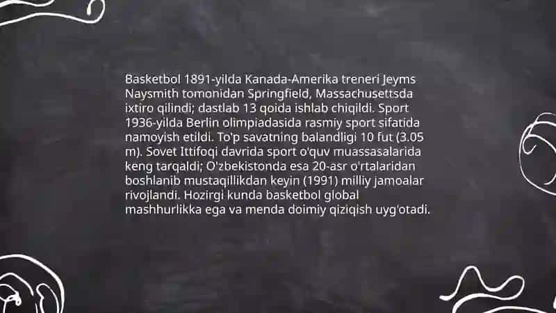 Men qiziqgan sport turi basketbol haqida 4