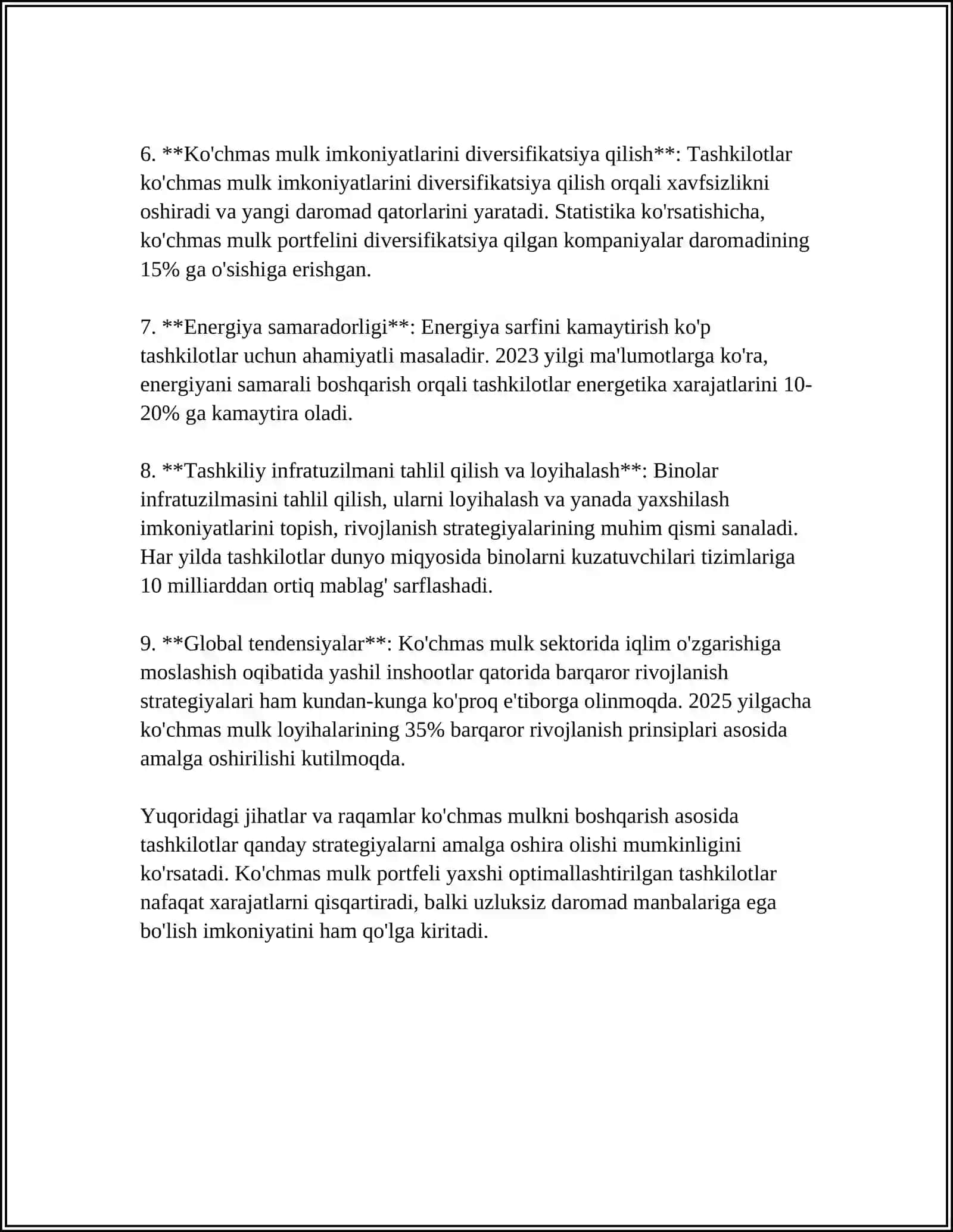 Tashkilotlar uchun ko'chmas mulkni boshqarish strategiyalari 4