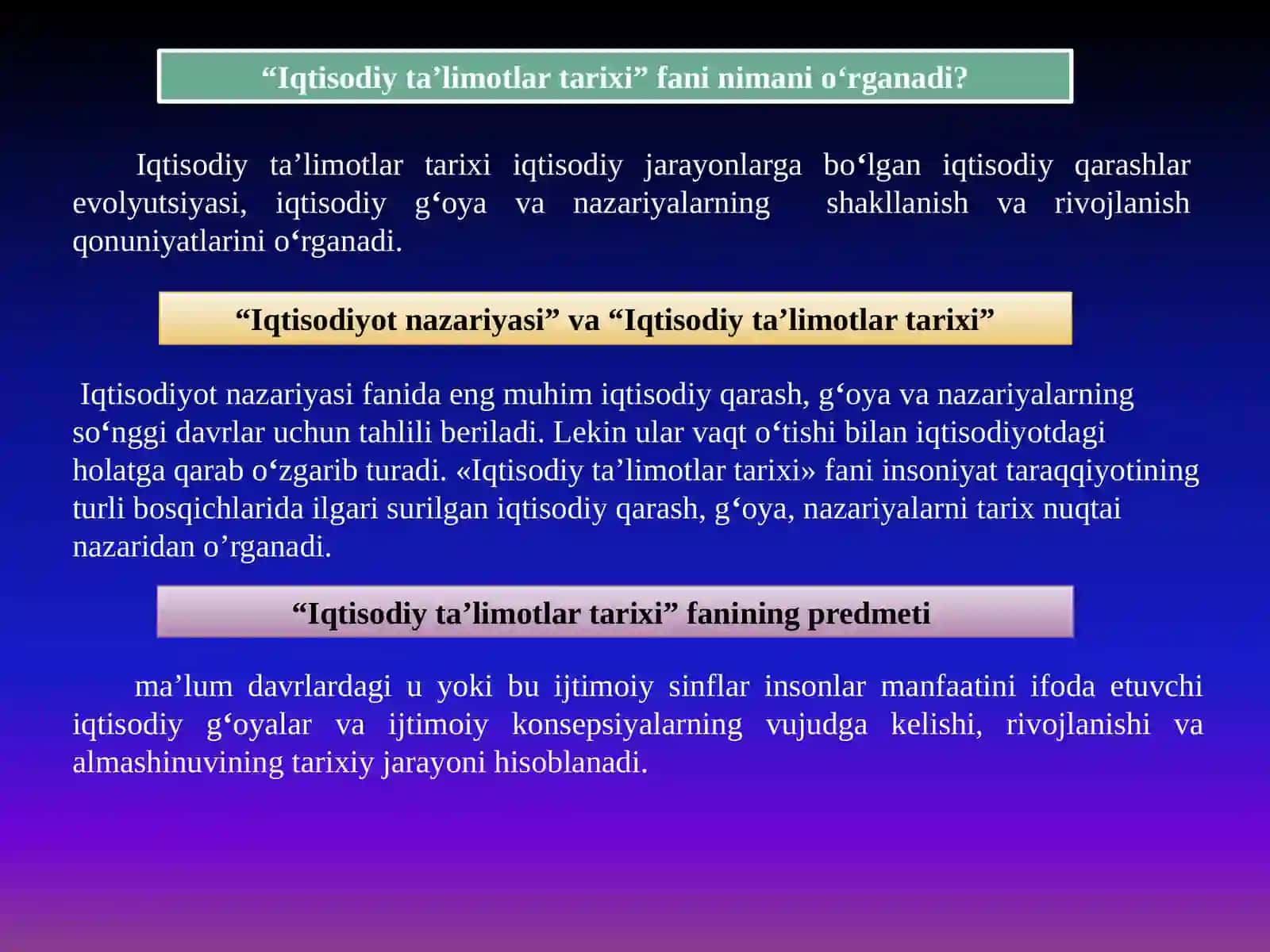 IQTISODIY TA’LIMOTLAR TARIXI 4