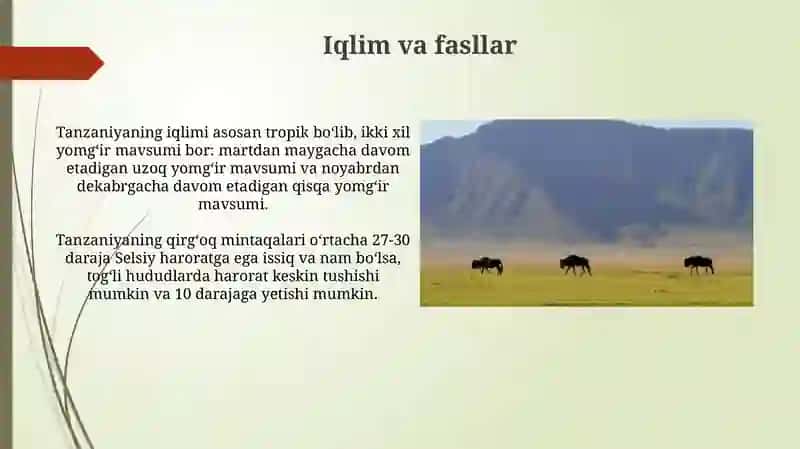 Tanzaniya turizm geografiyasi 4