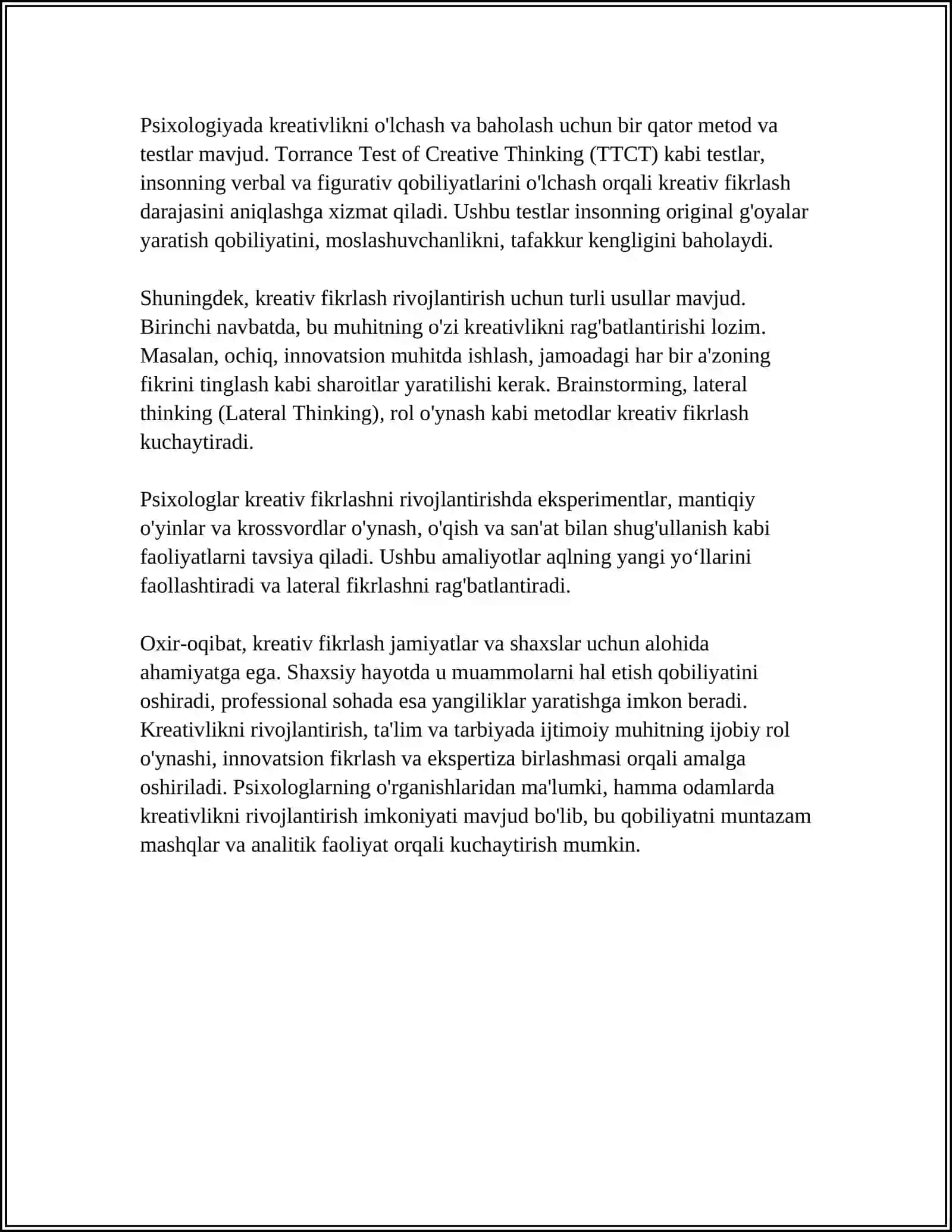 KREATIV FIKRLASH VA UNI RIVOJLANTIRISH YO'LLARI 4