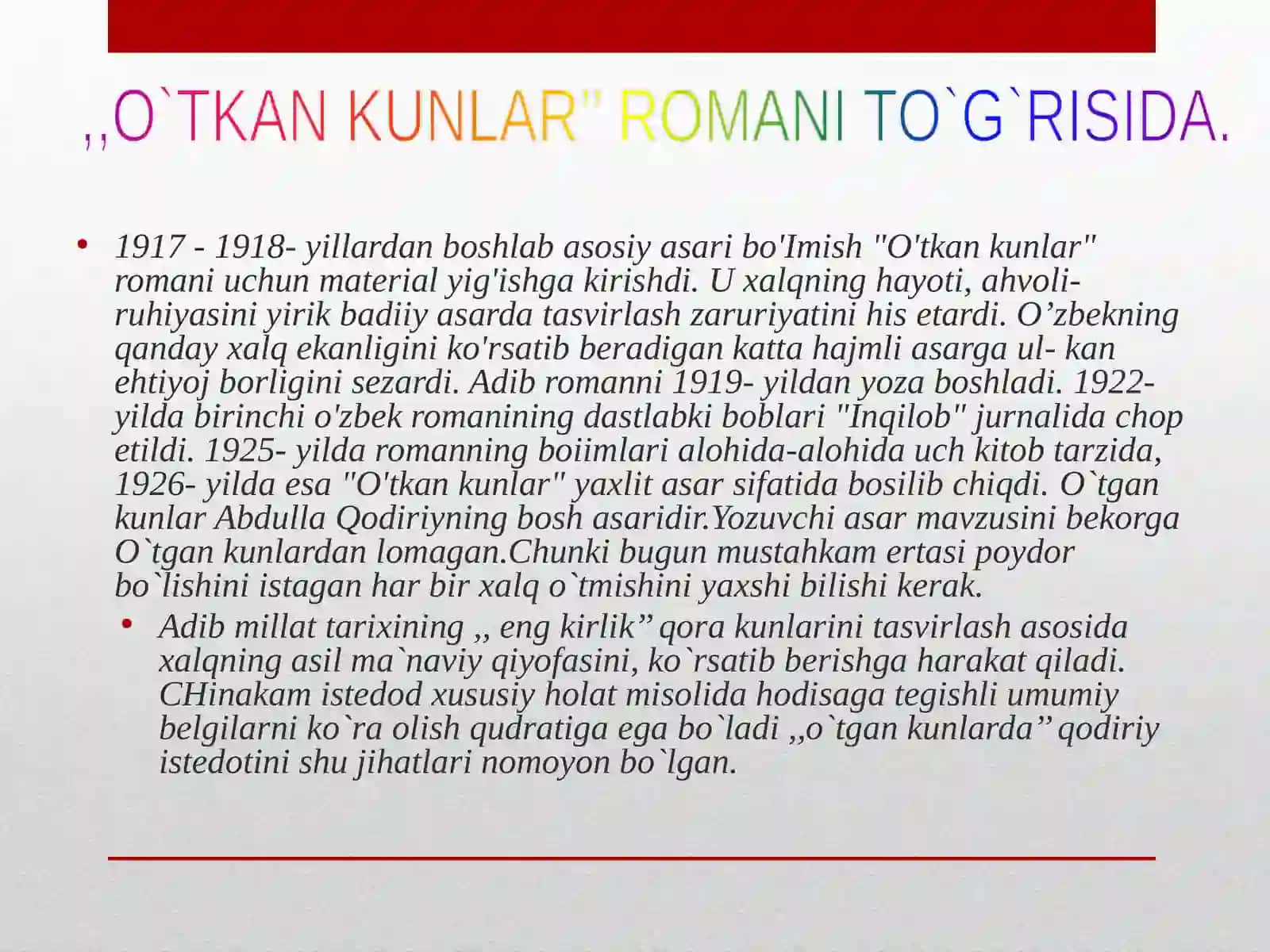 O'TGAN KUNLAR (ABDULLA QODIRIY) 4