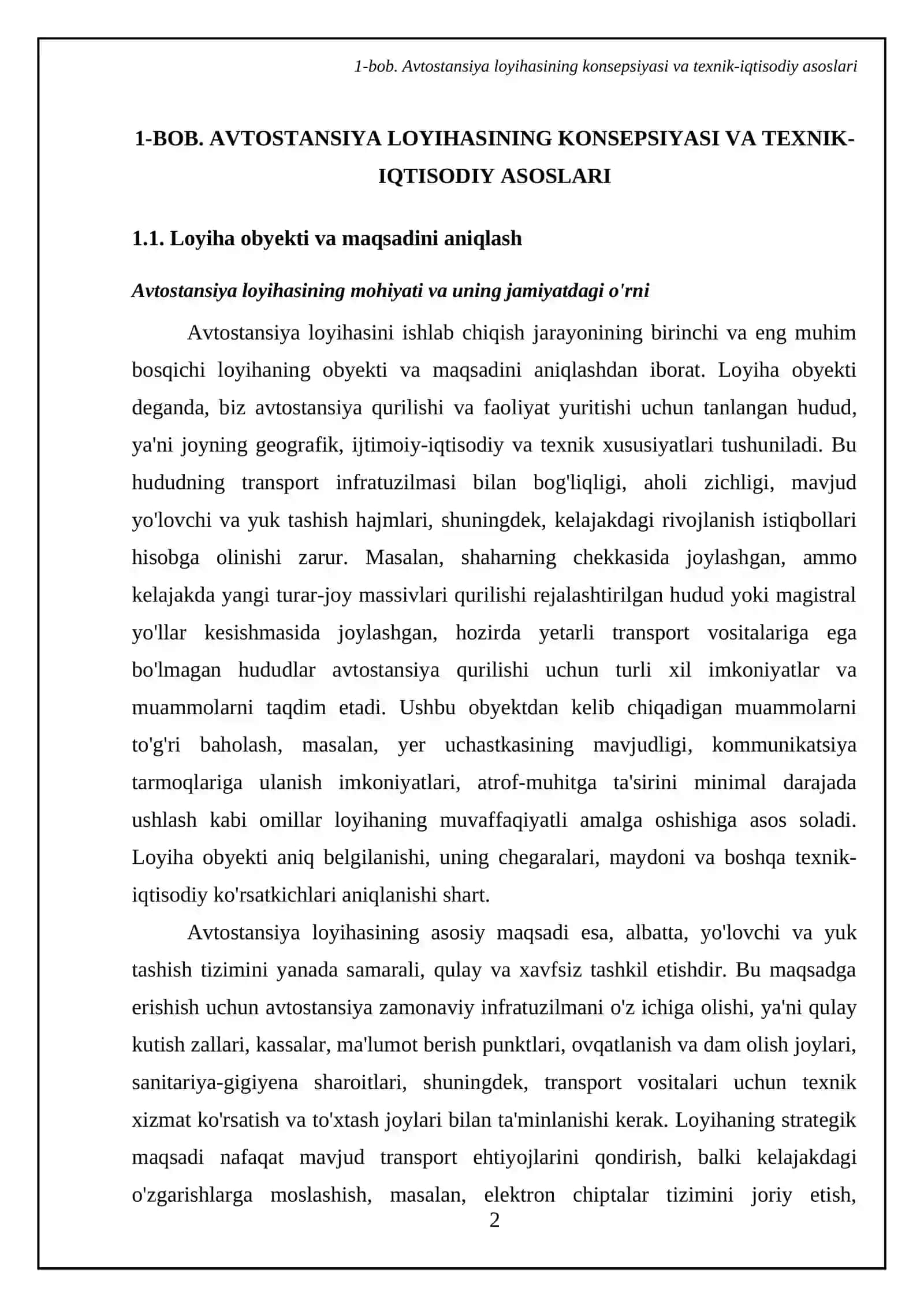 Avtostansiya loyihasini loyihalashtirish va ishlab chiqish 4