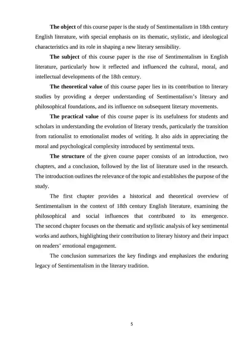 SENTIMENTALISM AS A NEW LITERARY TREND IN 18TH CENTURY ENGLISH LITERATURE 4