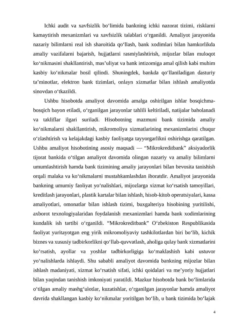 Mikrokreditbank ATB bank bitiruv amaliy hisoboti 4