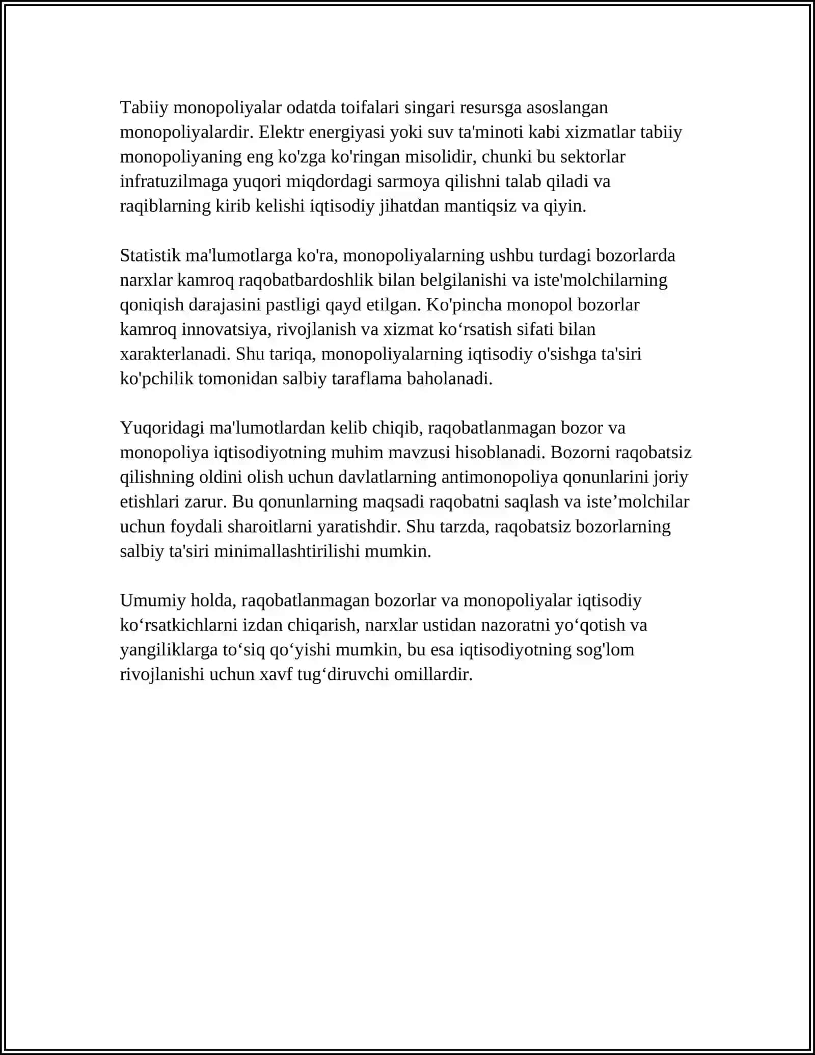 RAQOBATLASHMAGAN BOZOR SHAROITIDA MONOPOL NARX BELGILASH VA BOZOR HOKIMIYATI 4