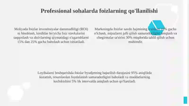 Foiz va uning tatbiqiga doir kasbiy mazmunli masalalar 4