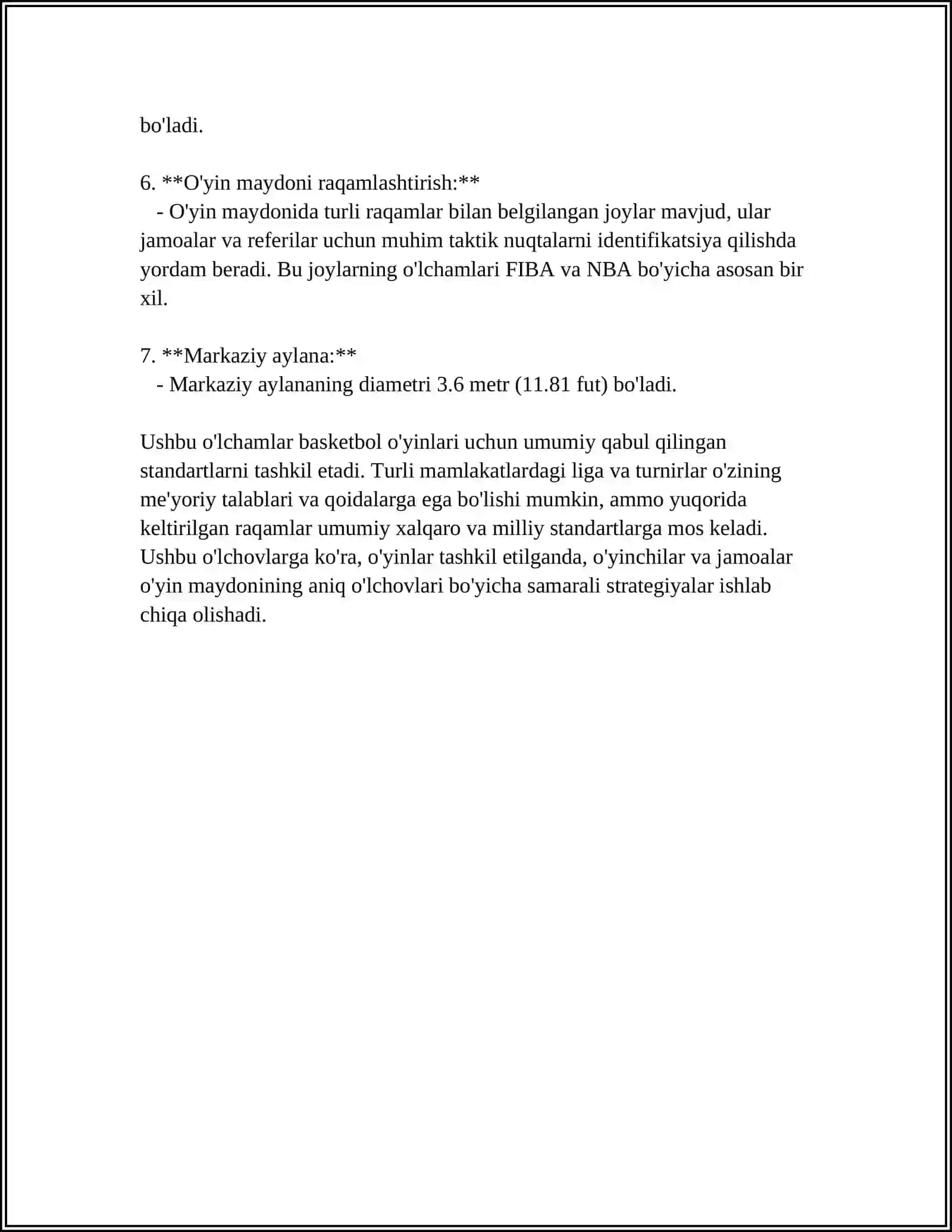 BASKETBOL SPORT ÔYINI QOIDALARI 4