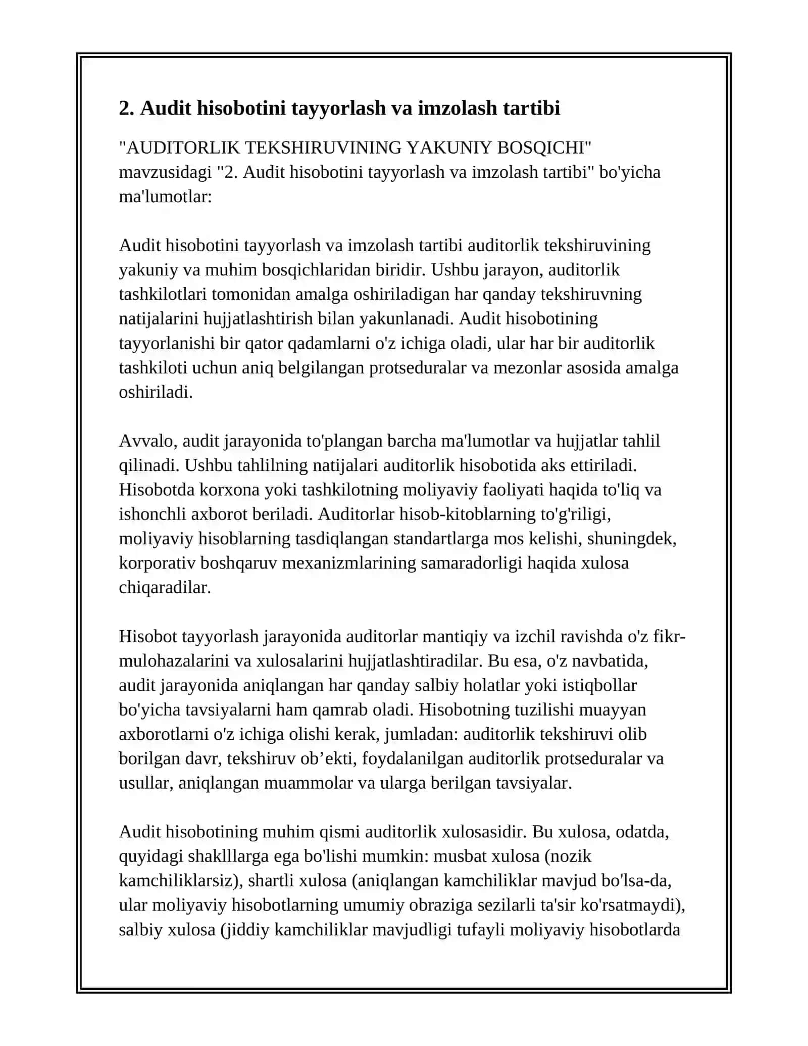 AUDITORLIK TEKSHIRUVINING YAKUNIY BOSQICHI 4