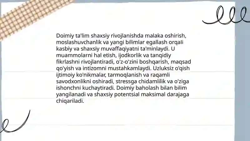 Hayot davomida ta'lim muvaffaqiyat vositasi sifatida 4