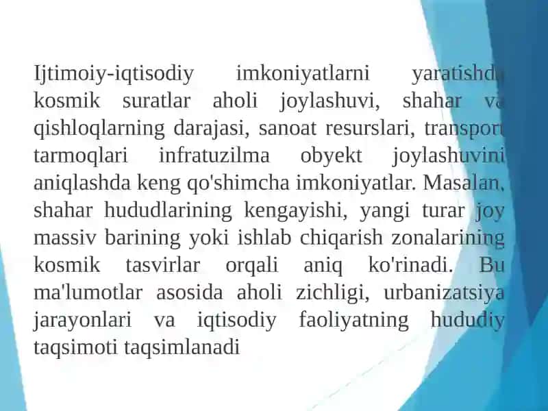 Kosmosdan olingan suratlar va ularning sotsial-iqtisodiy xaritalar uchun ahamiyati 4
