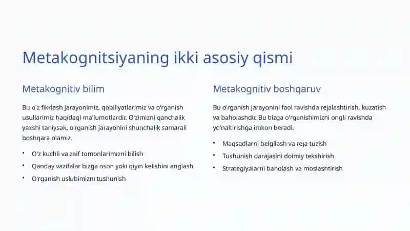 Metakognitsiya tushunchasi: O'z fikrimiz haqida fikrlash san'ati 4
