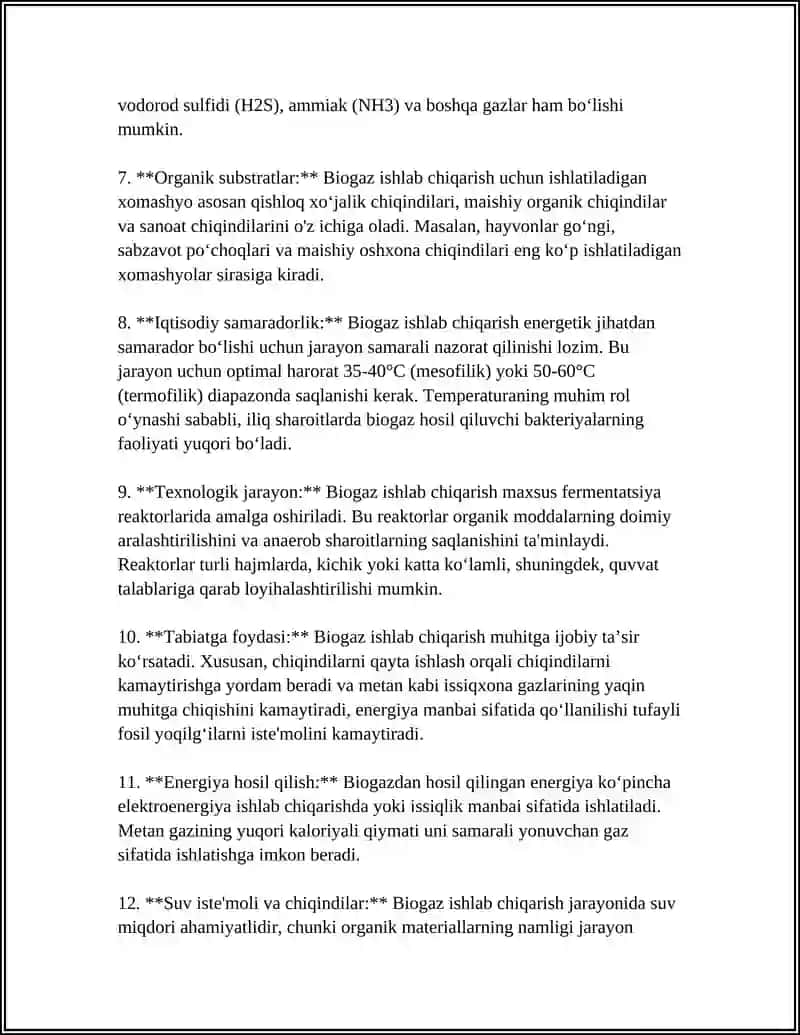 BIOGAZ ISHLAB CHIQARISH TEXNOLOGIYASI BIOGAZNI QOLLASH 4