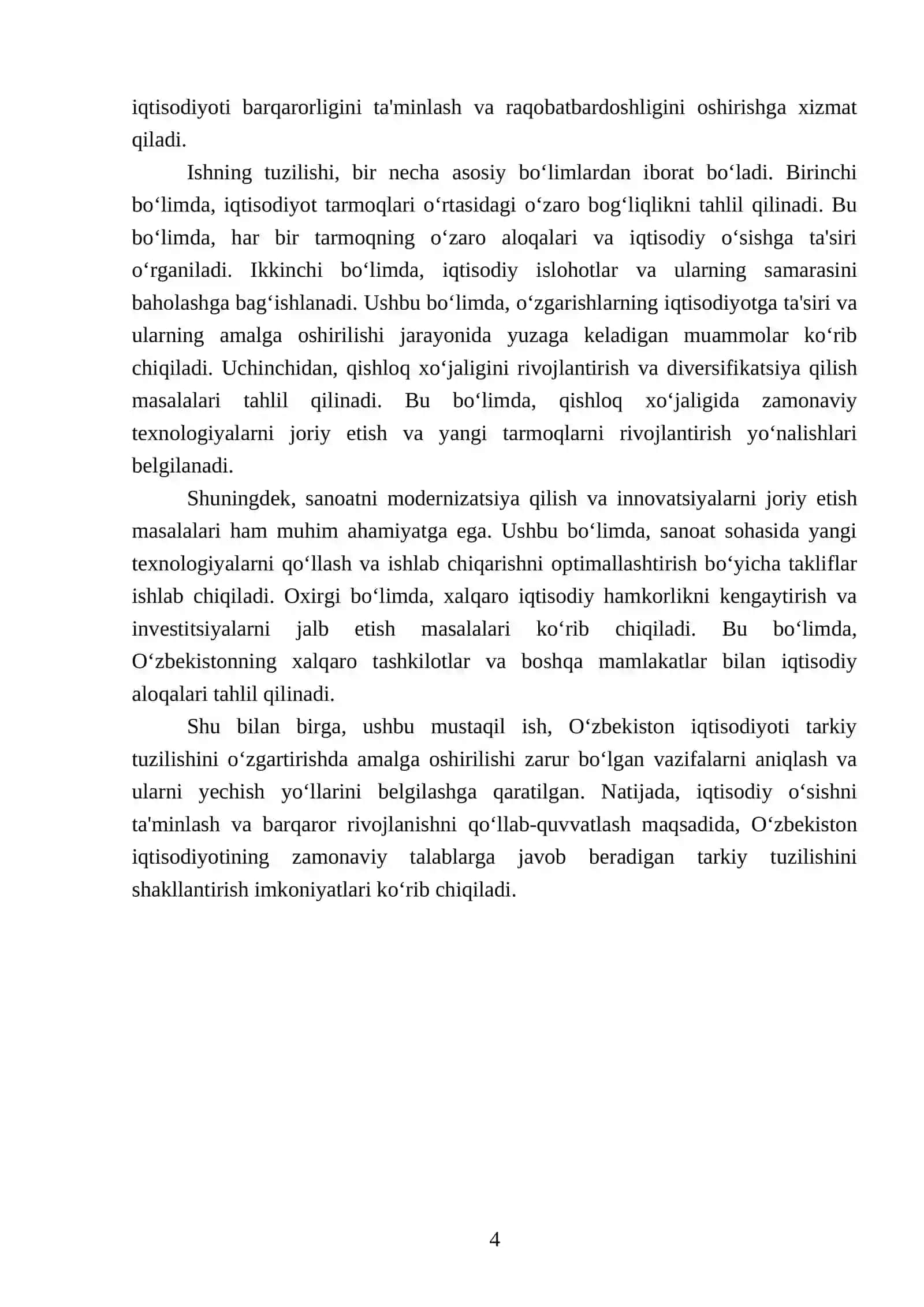 IQTISODIYOT NAZARIYASI FANIDAN TAYYORLAGAN MUSTAQIL ISHI 4