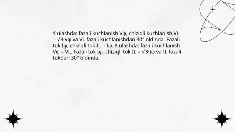 Uch fazali sistemani yulduzcha va uchburchak ulash usullari 4