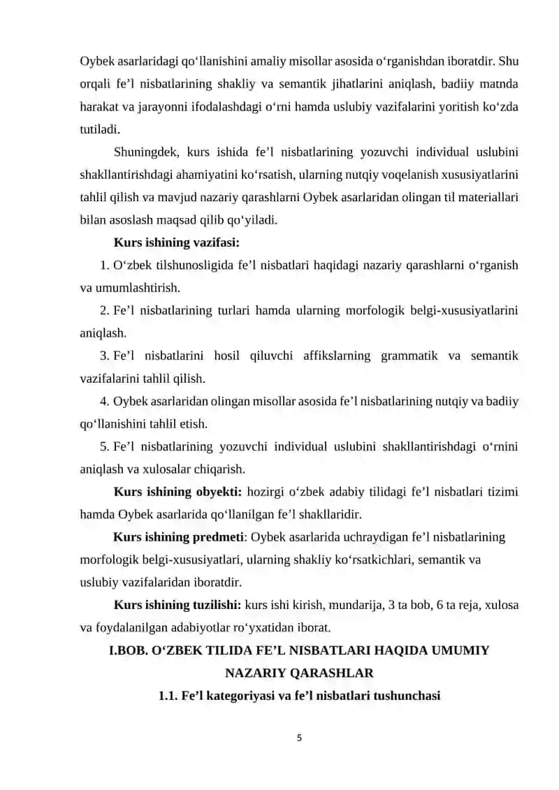 O‘ZBEK TILIDA FE’L NISBATLARINING MORFOLOGIK BELGI-XUSUSIYATLARI (OYBEK ASARLARI MISOLIDA) 4