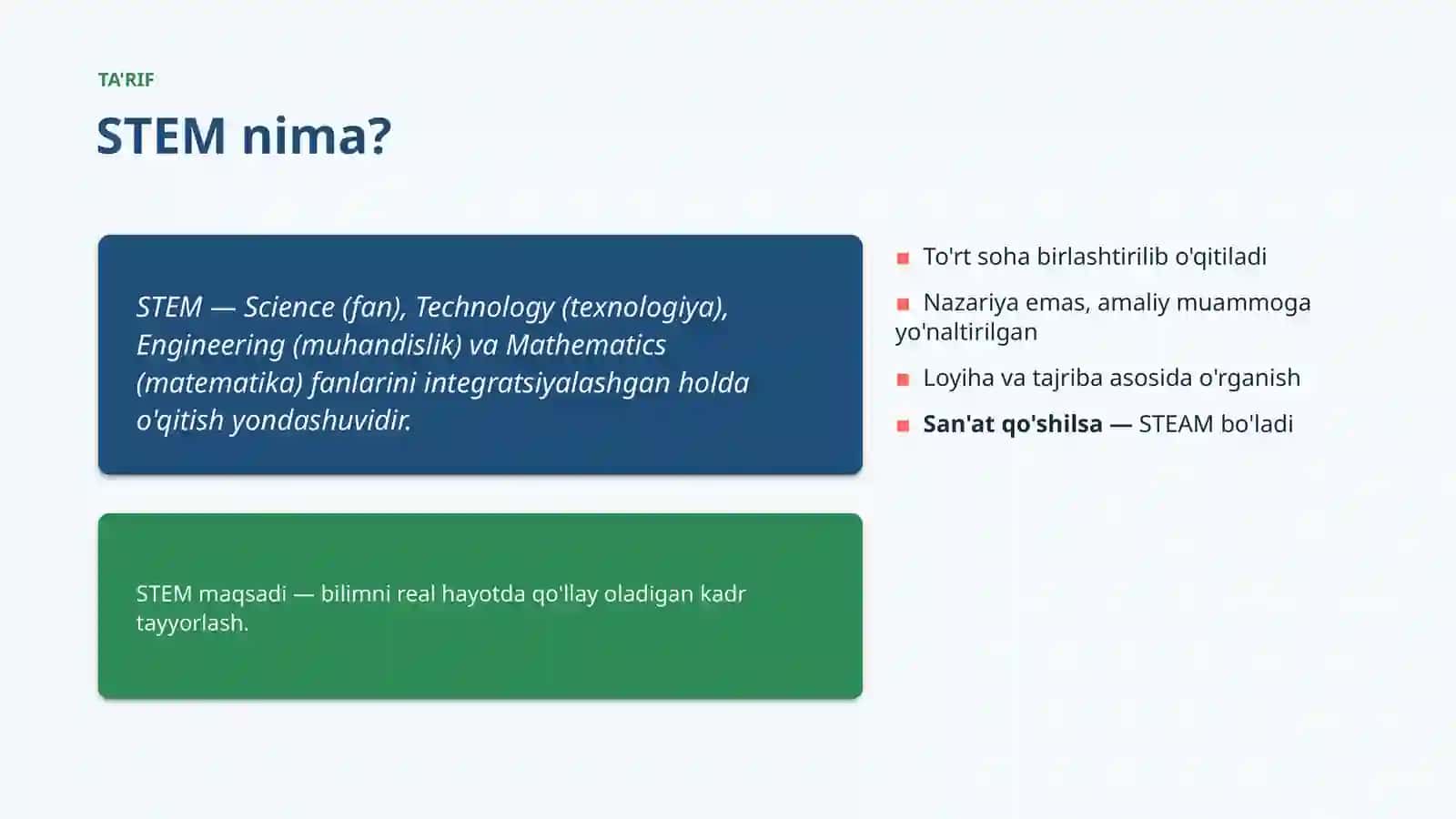 Fan, texnologiya, muhandislik va matematika integratsiyasi 4