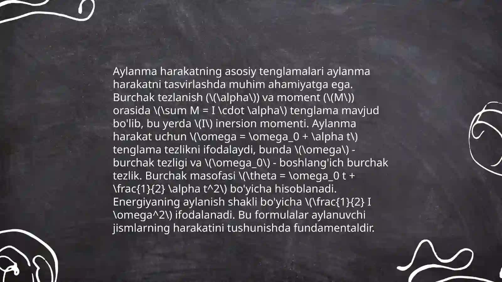 Aylanma harakat dinamikasiga doir masalalar yechish 4