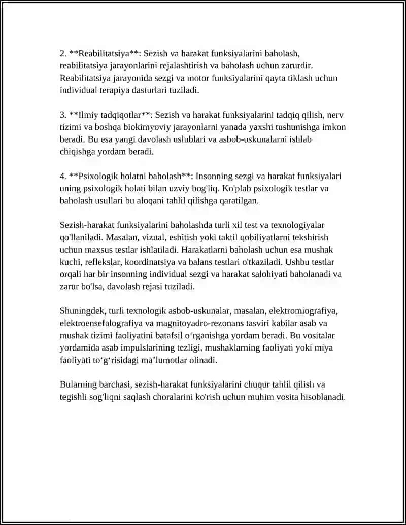 SEZISH HARAKAT FUNKSIYALARINI BAHOLASH 4
